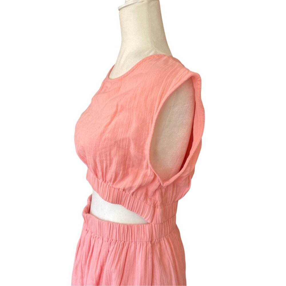 NWT Elan Coral Cut Out Midi Dress SZ M 100% Cotton Breezy Summer Wear - Picture 8 of 16